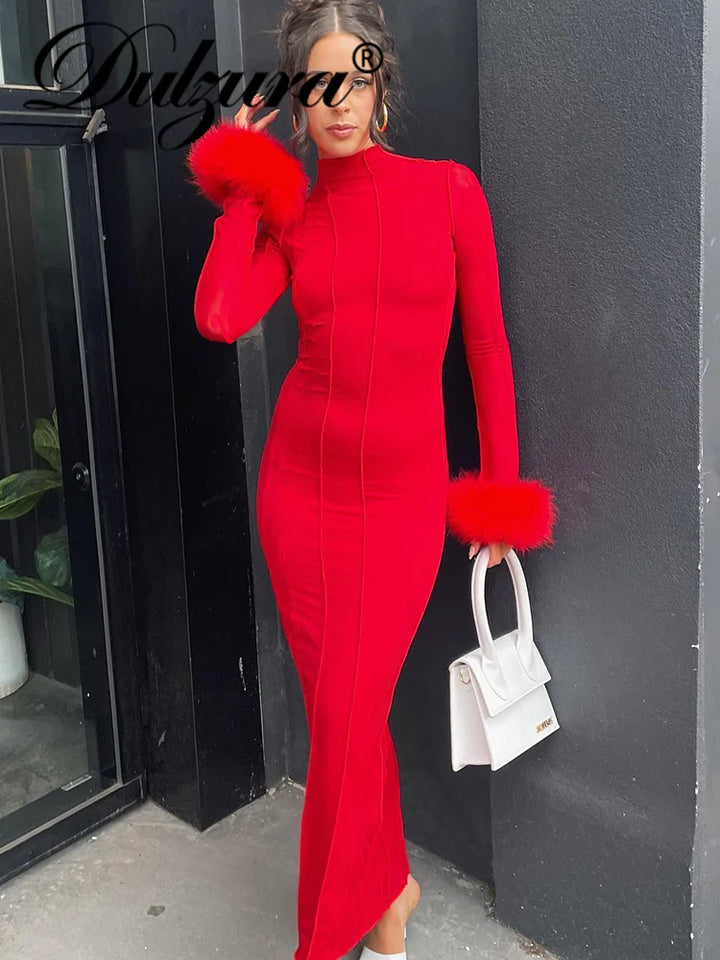 Sexy Long Sleeve Backless Bodycon Dress