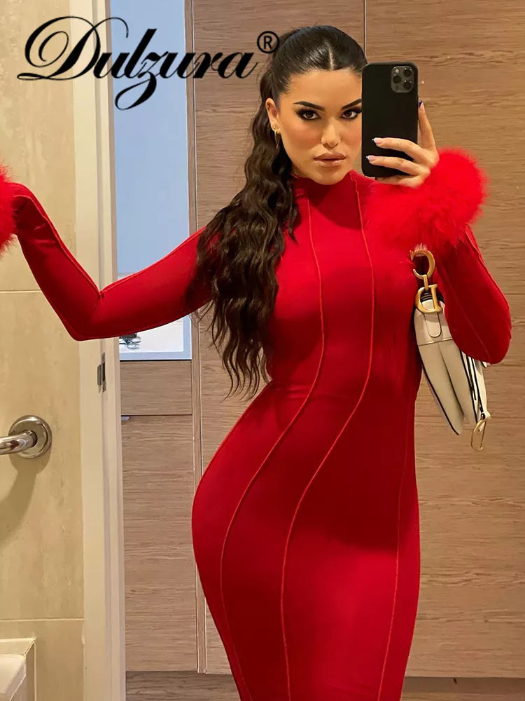 Sexy Long Sleeve Backless Bodycon Dress
